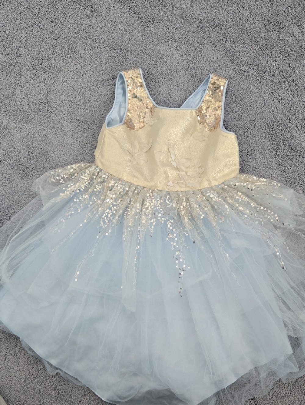 Monsoon Gold and Light Blue Sequin Tulle Princess Dress